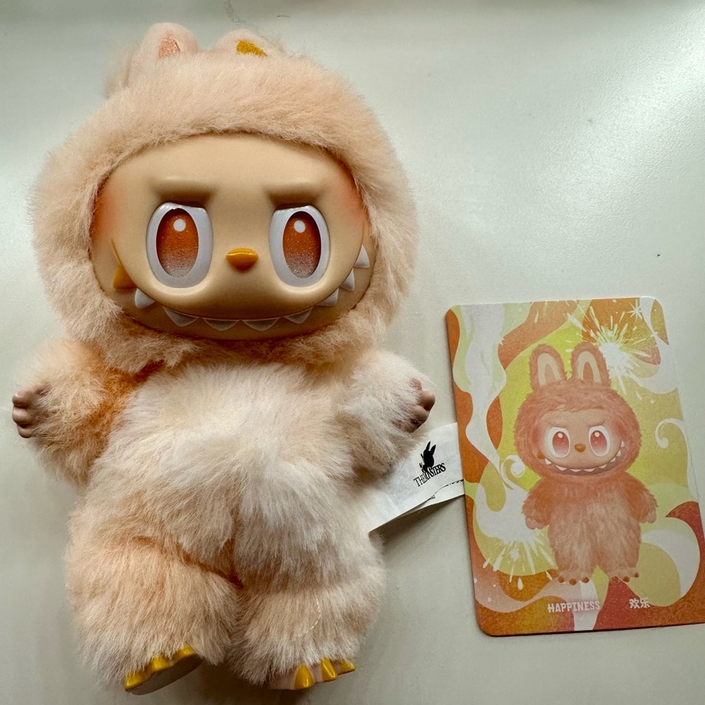 Big Into Energy authentic Labubu “Happiness” vinyl plush pendant from Pop Mart!